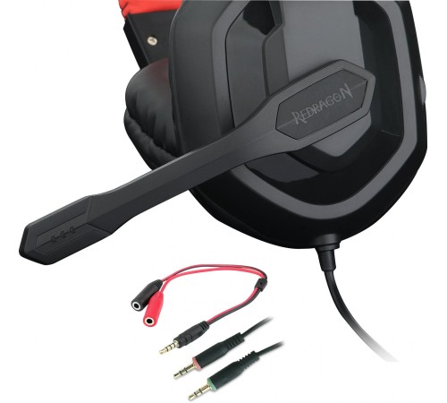 Redragon Игровая гарнитура Ares красный + черный, кабель 2 м Redragon Игровая гарнитура Ares красный + черный, кабель 2 м