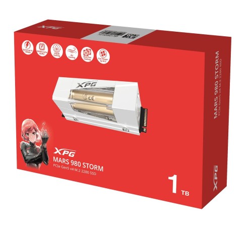 Твердотельный накопитель/ ADATA SSD XPG MARS 980 STORM, 1000GB, M.2(22x80mm), NVMe, PCIe 5.0 x4, 3D NAND, R/W 14000/10000MB/s, IOPs 1 600 000/1 650 000, TBW 740, DWPD 0.4, with Heat Sink (5 лет)