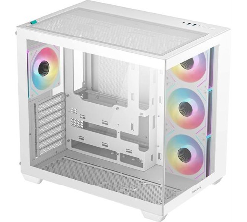 корпус Deepcool CG530 4F WH без БП, боковое окно (панорама), 3x120мм ARGB Reverse вентилятора на боковой стенке, 1x120мм ARGB вентилятор сзади, белый, ATX