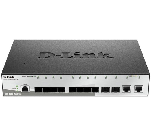 Коммутатор D-Link Управляемый L2 коммутатор, 10x1000Base-X SFP, 2x1000Base-T, защита от статического электричества до 6 кВ, CLI, консольный порт RJ-45, RPS, поддержка Dying Gasp