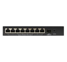 Коммутатор/ Unmanaged Switch 8x100Base-TX PoE, 1x1000Base-X SFP, PoE Budget 80W, metal case