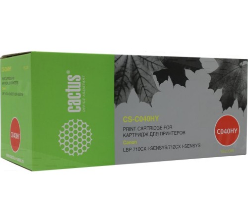 -/ Картридж лазерный Cactus CS-C040HY 040 H Y желтый (10000стр.) для Canon LBP 710CX/712CX I-Sensys
