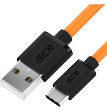GCR QC Кабель 1.0m, TypeC, быстрая зарядка, оранжевый TPE, черные коннекторы, 28/22 AWG, GCR-52723