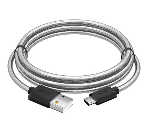 GCR Кабель 1.5m MicroUSB, прозрачный, черные коннекторы, быстрая зарядка, 28/24 AWG, GCR-54476 GCR Кабель 1.5m MicroUSB, прозрачный, черные коннекторы, быстрая зарядка, 28/24 AWG, GCR-54476