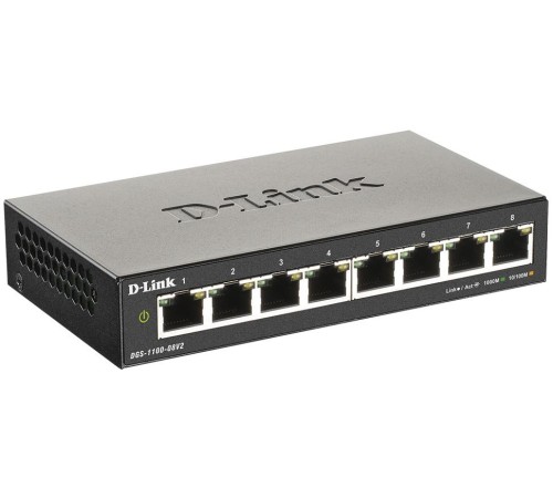 Коммутатор/ DGS-1100-08V2 EasySmart L2 Switch 8х1000Base-T