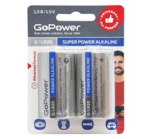 Батарейка/ Батарейка GoPower LR20 D BL2 Alkaline 1.5V (2/12/96) блистер (2 шт.)