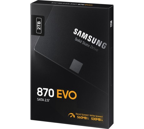Твердотельный накопитель/ Samsung SSD 870 EVO, 2000GB, 2.5" 7mm, SATA3, 3-bit MLC, R/W 560/530MB/s, IOPs 98 000/88 000, DRAM buffer 2048MB, TBW 1200, DWPD 0.33 (12 мес.) Твердотельный накопитель/ Samsung SSD 870 EVO, 2000GB, 2.5" 7mm, SATA3, 3-bit MLC, R/W 560/530MB/s, IOPs 98 000/88 000, DRAM buffer 2048MB, TBW 1200, DWPD 0.33 (12 мес.)