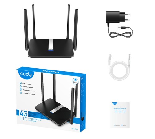 Маршрутизатор/ AC1200 Wi-Fi 4G LTE Cat.4 Router,1200Mbps Wi-Fi, Chipset MediaTek, build-in 4G LTE modem, 300Mbps at 2.4GHz + 867Mbps at 5GHz, 4 antennas, 4 10/100M RJ45 Ports, Nano SIM Slot, PPTP/L2TP/OpenVPN/WireGuard VPN Client, DNS over Cloudflare/G Маршрутизатор/ AC1200 Wi-Fi 4G LTE Cat.4 Router,1200Mbps Wi-Fi, Chipset MediaTek, build-in 4G LTE modem, 300Mbps at 2.4GHz + 867Mbps at 5GHz, 4 antennas, 4 10/100M RJ45 Ports, Nano SIM Slot, PPTP/L2TP/OpenVPN/WireGuard VPN Client, DNS over Cloudflare/G