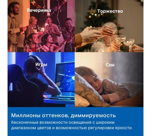 Умная Wi-Fi лампа/ Smart Light Bulb, Multicolor,Matter