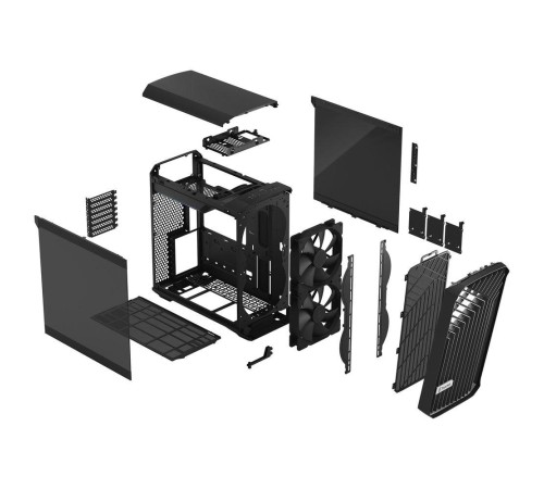 Корпус ПК без блока питания/ Case Fractal Design Torrent Compact TG Dark Tint, Midi-Tower, 2x180mm, 2xUSB-A 3.2 + 1xUSB 3.2 Type-C E-ATX, SSI-CEB, ATX, mATX, mITX Black