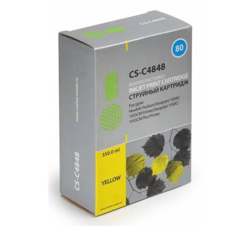 -/ Картридж струйный Cactus CS-C4848 №80 желтый (400мл) для HP DJ 1050C/1055CM/1000