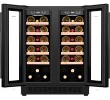 Встраиваемый винный шкаф MAUNFELD/ Винный шкаф MAUNFELD MBWC-112S40, ВхШхГ 820х595х570 мм, встраиваемый, 40 бутылок, от 5 ° C до 20 ° C, 2 зоны с настраиваемой температурой, электронный термостат, диапазон влажности 50-80%, вентилятор для распределения те