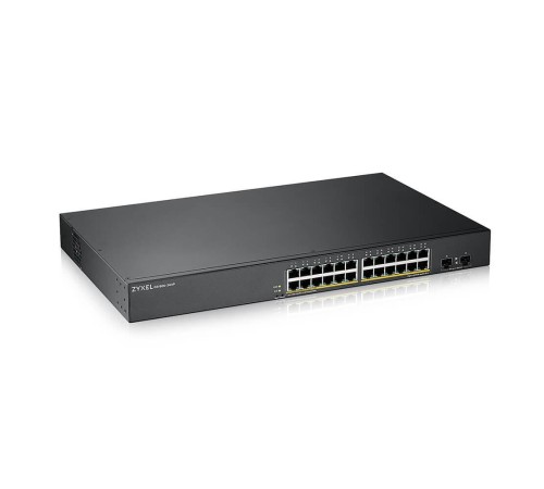 Коммутатор/ ZYXEL GS1900-24HPv2, Smart L2 PoE + switch rack 19 ", 24xGE PoE +, 2xSFP, PoE budget 170 W