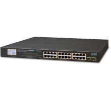 коммутатор/ PLANET 24-Port 10/100/1000T 802.3at PoE + 2-Port 1000SX SFP Gigabit Switch with LCD PoE Monitor (300W PoE Budget, Standard/VLAN/Extend mode)
