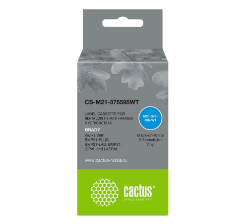 -/ Картридж ленточный Cactus CS-M21-375595WT черный для Brady BMP21-PLUS, BMP21-LAB