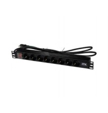 Блок розеток ITK PDU 8 розеток нем. ст, с LED выкл,1U, шнур 2м вилка нем. Ст