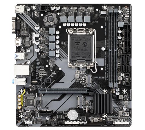 Материнская плата GIGABYTE B760M H DDR4, LGA1700, B760, 2*DDR4, 4*SATA, 2*M.2, 4*USB 3.2, 2*USB 2.0, 1*PCIx16, 2*PCIx1, D-Sub+HDMI, mATX