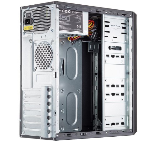 Корпус c блоком питания 450 Ватт/ Case Foxline FL-302, ATX, 2x5.25EXT, 1x3.5EXT, 4x3.5INT, 2xUSB2.0, HDA, w/o FAN, w/450W ATX PSU(80mm), w/1.2m EU pwr cord
