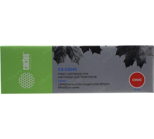 -/ Картридж лазерный Cactus CS-C054C 054 C голубой (1200стр.) для Canon LBP 621Cw/623Cdw/641Cw/643Cdw