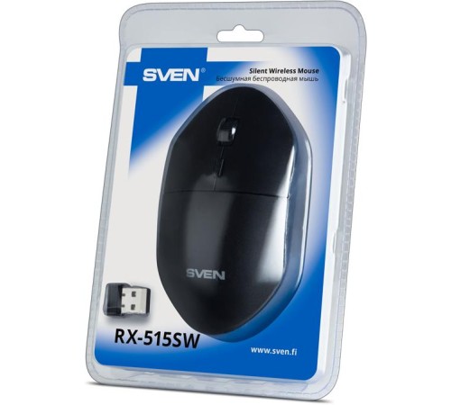 Беспроводная мышь SVEN RX-515SW чёрная (2,4 GHz, 3+1кн. бесш. кн., 800-1600DPI, блист)