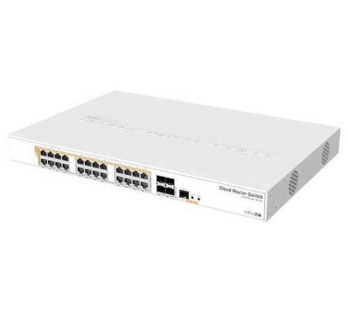 Коммутатор/ CRS328-24P-4S+RM Cloud Router Switch 24 port Gigabit Ethernet router/switch with four 10Gbps SFP+ ports in 1U rackmount case, Dual Boot and PoE output, 500W