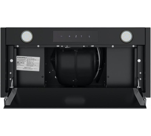 ВЫТЯЖКА MAUNFELD FANTASY LIGHT 60 Black/ ширина 600 мм, полновстраиваемая, сенсорное управление, 3 скорости, 800 м3/ч, 40 дБ, светодиодное LED освещение, опция: угольный фильтр CF190C, черный цвет