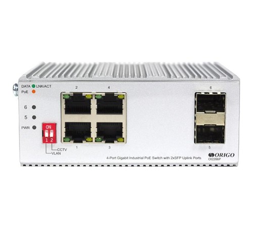 Коммутатор/ Unmanaged Industrial Switch 4x1000Base-T PoE, 2x1000Base-X SFP, PoE Budget 120W, Surge 4KV, -40 to 75°C
