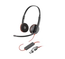 Гарнитура проводная/ Poly Blackwire 3220 Stereo USB-C Headset +USB-C/A Adapter (Bulk)