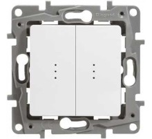 ETIKA Переключатель 2-клавишный с подсветкой, 10АХ, бел.