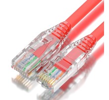 GCR Патч-корд 0.3m LSZH UTP кат.5e, красный, коннектор ABS, 24 AWG, ethernet high speed 1 Гбит/с, RJ45, T568B, GCR-52940