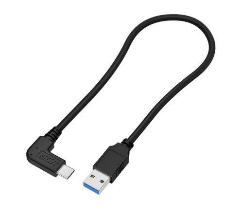 GCR Кабель интерфейсный USB 3.0 (USB 3.2 Gen 1) Type C 1.0m, АМ / CM угловой, 5 Гбит/с, черный, GCR-54771