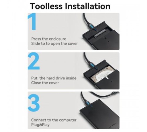 Внешний корпус Vention для HDD/SSD 2.5" (USB 3.0 Mirco-B) Черный