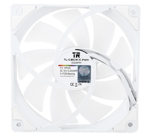 Кулер для корпуса/ Case Cooler Thermalright TL-C12CW-S (120x120x25mm, 4-pin PWM, ARGB, 66.17CFM, 25.6dBA, 1550RPM, White) Кулер для корпуса/ Case Cooler Thermalright TL-C12CW-S (120x120x25mm, 4-pin PWM, ARGB, 66.17CFM, 25.6dBA, 1550RPM, White)