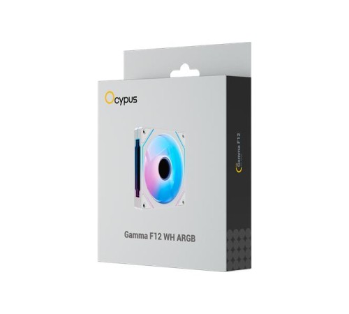 Вентилятор для корпуса Ocypus Gamma F12 WH ARGB, 120x120x25mm, 4-PIN PWM, 800-1600 RPM, 31 DBA MAX, HYDRO BEARING