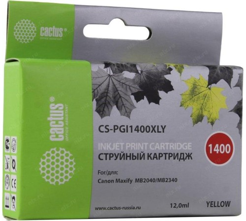 -/ Картридж струйный Cactus CS-PGI1400XLY желтый (12мл) для Canon MB2050/MB2350/MB2040/MB2340