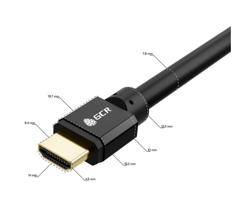 GCR Кабель 0.5m HDMI 2.1, черный, 8K 60Hz, 4K 144Hz, динамический HDR, 4:4:4, Ultra HD, 48.0 Гбит/с, 2 Х экран, армирование, GCR-55549