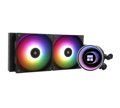 Водяное охлаждение для процессора/ Water Cooling System Thermalright Frozen Notte 240 Black Argb V2 (240mm, Black, ARGB/ Fans: 2x120mm, 72.37CFM, 27.7dBA, 2000RPM/ Pump height 54mm, 28dBA, 5300RPM, Rad thickness 27mm/ S: 1200, 1700, 1851, 2011, 2066, 115X