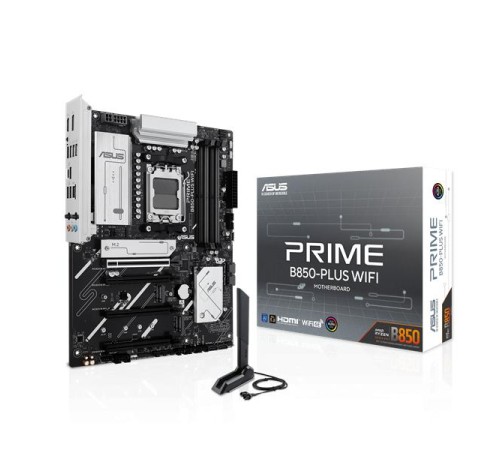 Материнская плата ASUS PRIME B850-PLUS WIFI, AM5, B850, 4*DDR5, 4*SATA, 3*M.2, 5*USB 3.2, 2*USB 2.0, Type-C, 5*PCIx16, DP+HDMI, ATX; 90MB1L80-M0EAY0