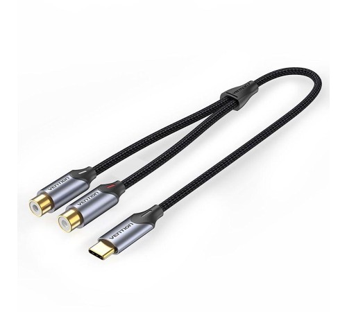 Переходник-разветвитель Vention гибкий USB-C M/2RCA F - 1м