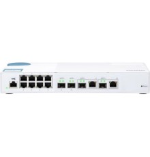 Коммутатор/ QNAP QSW-M408-2C Managed switch 10 Gb / s with 4 SFP + ports, 2 of which are combined with RJ-45, 8 1 Gb / s RJ-45 ports, bandwidth up to 96 Gb / s, JumboFrame support