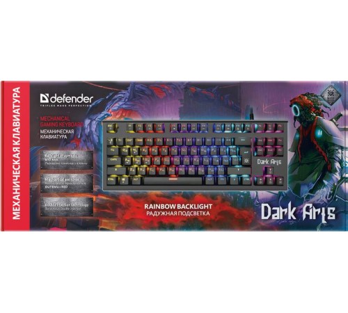 Defender Механическая клавиатура Dark Arts GK-375 RU,Rainbow,87 клавиш Defender Механическая клавиатура Dark Arts GK-375 RU,Rainbow,87 клавиш