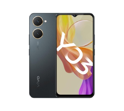 VIVO Y03 Black, 6.56" 1612 x 720 Pixels, 2,0 GHz+1,8 GHz, 8 Core, 4GB RAM, 128GB, 13 MP+ 0,08 MP/5Mpix, 2 Sim, 2G, 3G, LTE, BT v5.0, Wi-Fi, GPS, Type-C, 5000mAh, Android 14, 185g, 163.63 mmx75,58 mmx8,39 mm