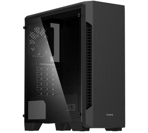 Корпус ZALMAN S3 TG, ATX, BLACK, TEMPERED GLASS WINDOW, 2x3.5", 2x2.5", 2xUSB2.0, 1xUSB3.0, FRONT 2x120mm (существенное повреждение коробки)