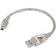 GCR Кабель 0.5m USB 2.0, AM/mini 5P, прозрачный, 28/28 AWG, экран, армированный, морозостойкий, GCR-UM1M5P-BB2S-0.5m