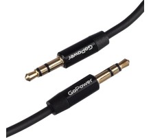 Кабель/ Кабель AUX GoPower Jack 3.5mm (m)-Jack 3.5mm (m) 1.0м TPE черный в пакете (1/500)