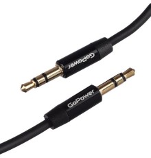 Кабель/ Кабель AUX GoPower Jack 3.5mm (m)-Jack 3.5mm (m) 1.0м TPE черный в пакете (1/500)