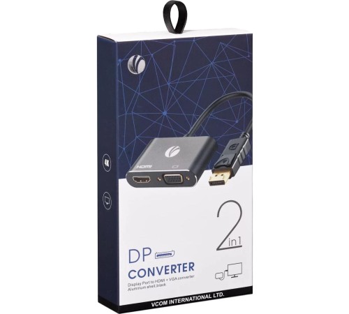 Кабель-переходник/ Кабель-переходник DisplayPort(M) ---> HDMI(F)+VGA(F)4K@30Hz VCOM Allum shell<CG640M-0.15> Кабель-переходник/ Кабель-переходник DisplayPort(M) ---> HDMI(F)+VGA(F)4K@30Hz VCOM Allum shell<CG640M-0.15>