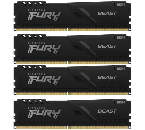 Память оперативная/ Kingston 128GB 3600MT/s DDR4 CL18 DIMM (Kit of 4) FURY Beast Black Память оперативная/ Kingston 128GB 3600MT/s DDR4 CL18 DIMM (Kit of 4) FURY Beast Black