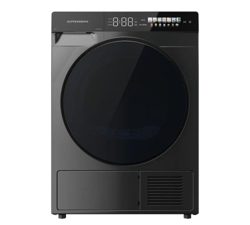 Сушильная машина KUPPERSBERG/ Сушильная машина KUPPERSBERG, High-Tech, загрузка 10 кг, 16 программ, тепловой насос, отсрочка старта, реверс барабана, ультрафиолет, сенсорное управление, блокировка от детей, энергоэффективность А+, цвет серый