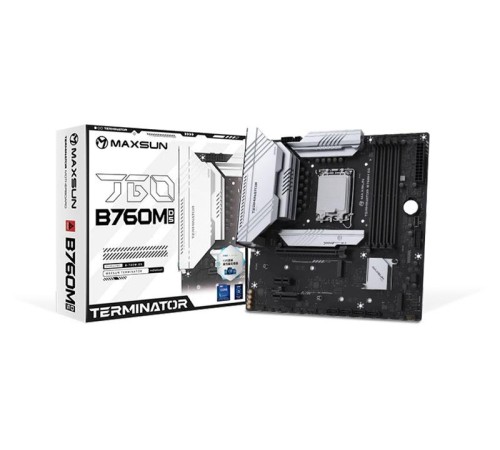 Материнская плата MAXSUN MS-Terminator B760M D5 WiFi, LGA1700, B760, 4*DDR5, 4*SATA3, 3*M.2, 2*USB 3.2, 6*USB 2.0, 1*PCIEx16, 1*PCIEx1, HDMI+DP, mATX